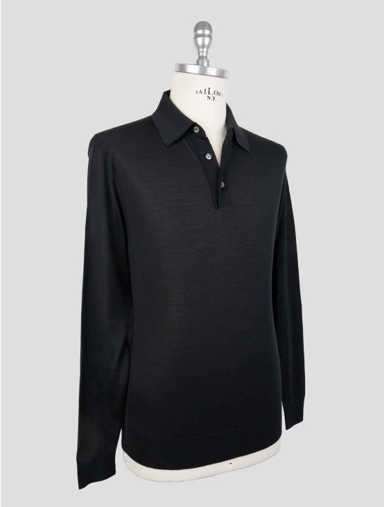 Kiton Black Wool 14 Micron Sweater Polo 2