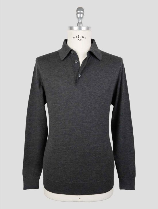 Kiton Gray Wool 14 Micron Sweater Polo 1