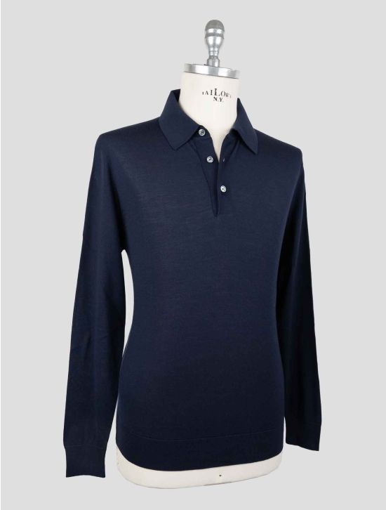 Kiton Blue Wool 14 Micron Sweater Polo 2