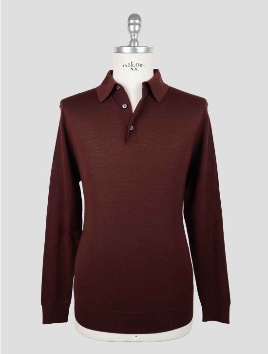 Kiton Burgundy Wool 14 Micron Sweater Polo 1