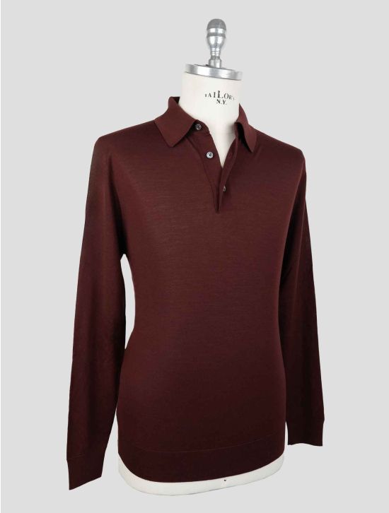 Kiton Burgundy Wool 14 Micron Sweater Polo 2