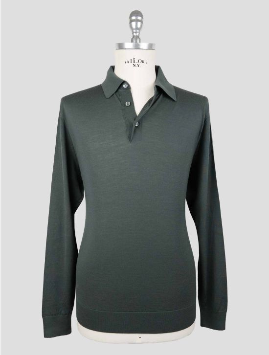 Kiton Green Wool 14 Micron Sweater Polo 1