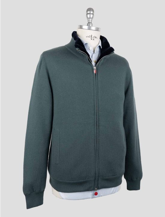 Kiton Green Cashmere Sheepskin Fur Coat 2