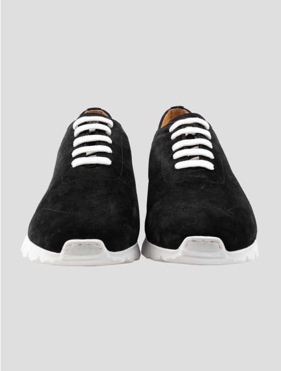 Kiton Black Leather Suede Sheepskin Fur Sneakers 2