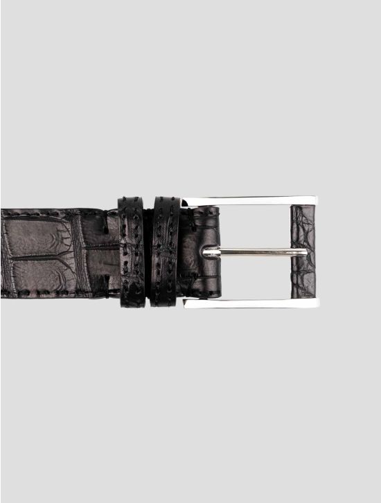 Kiton Black Leather Crocodile Belt 2