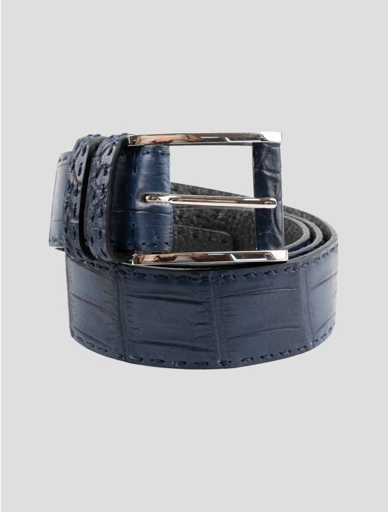 Kiton Blue Leather Crocodile Belt 1