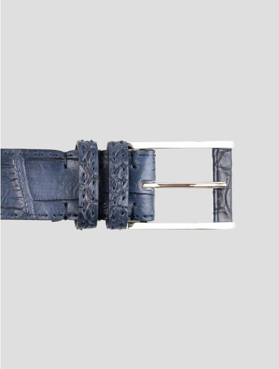 Kiton Blue Leather Crocodile Belt 2
