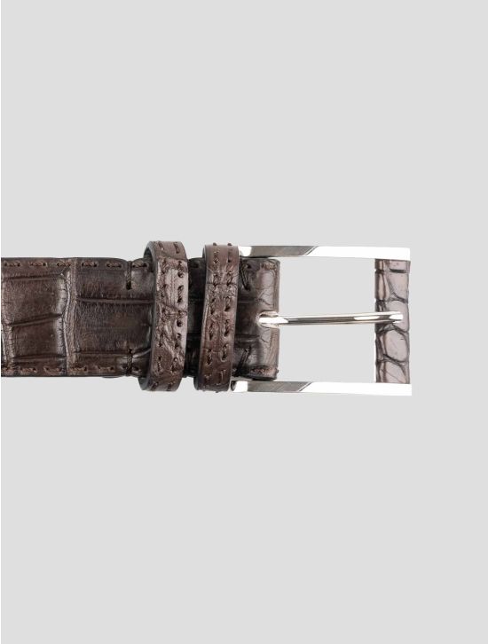 Kiton Brown Leather Crocodile Belt 2