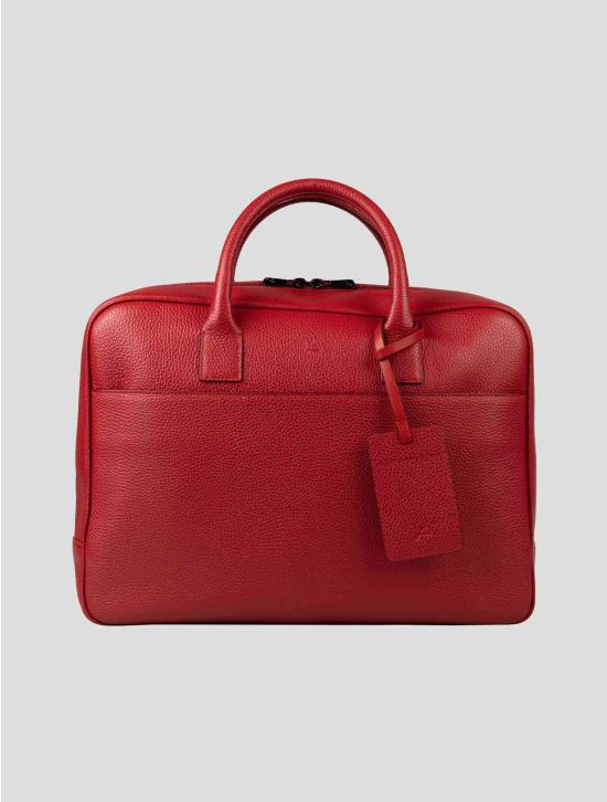 Isaia Red Leather Briefcase 1
