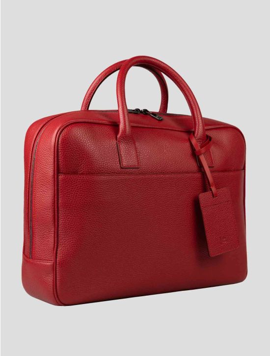 Isaia Red Leather Briefcase 2