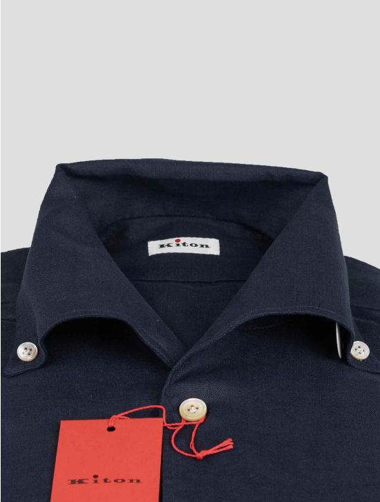 Kiton Blue Navy Linen Shirt 2