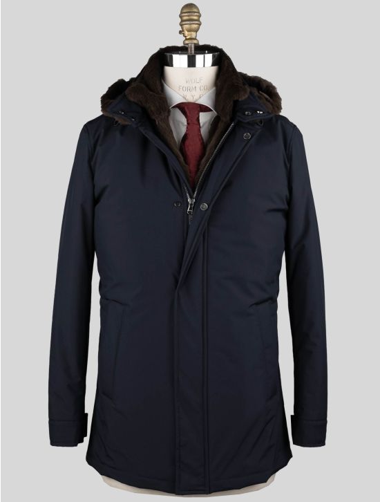 Barba Napoli Blue Pl Pu Lapin Fur Coat 1