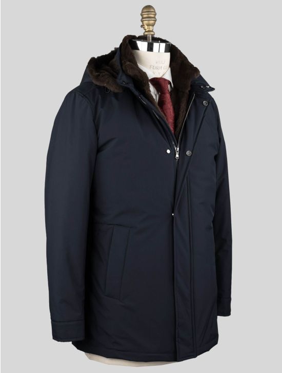 Barba Napoli Blue Pl Pu Lapin Fur Coat 2
