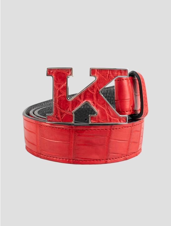 Kiton Red Leather Crocodile Belt 1