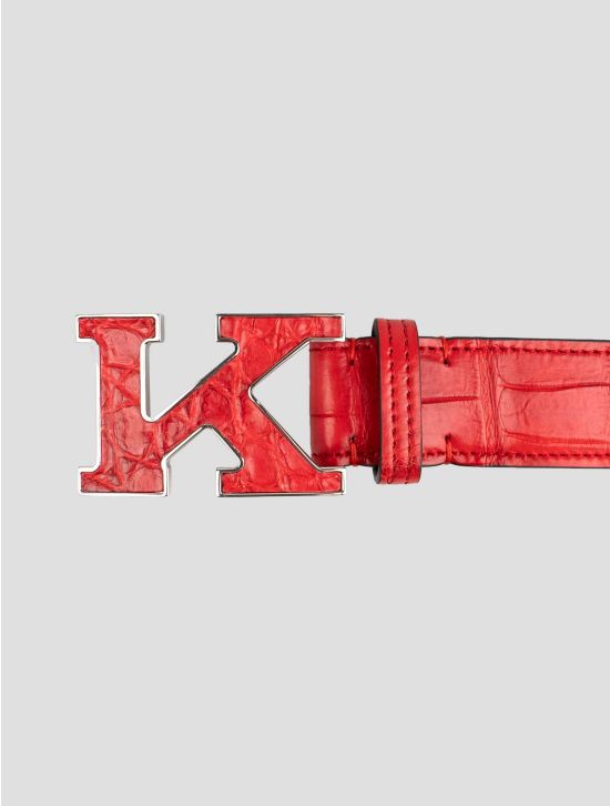 Kiton Red Leather Crocodile Belt 2