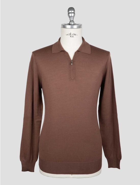 Marco Pescarolo Brown Virgin Wool Sweater Polo 1