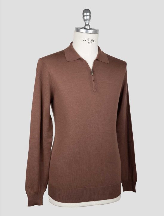 Marco Pescarolo Brown Virgin Wool Sweater Polo 2