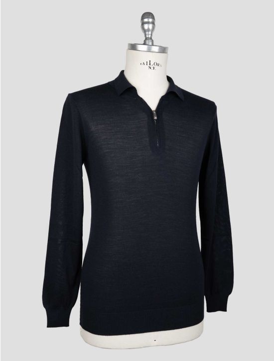 Marco Pescarolo Dark Blue Virgin Wool Sweater Polo 2