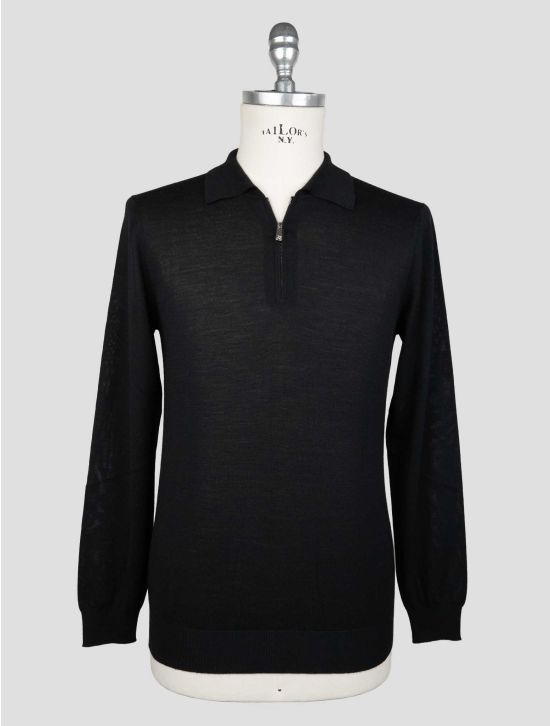 Marco Pescarolo Black Virgin Wool Sweater Polo 1