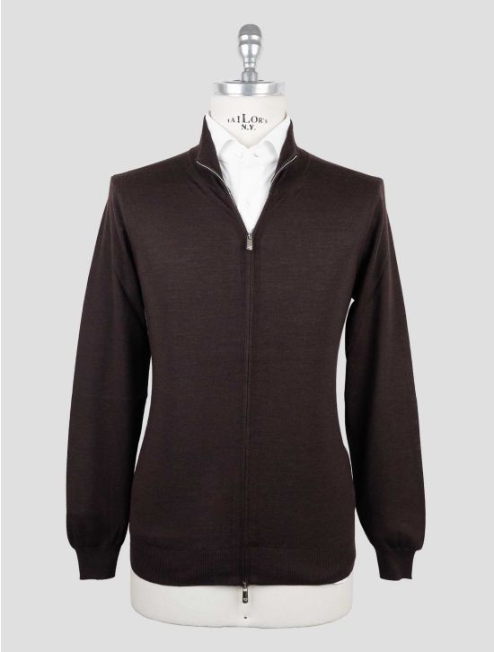 Marco Pescarolo Brown Virgin Wool Sweater Full Zip 1