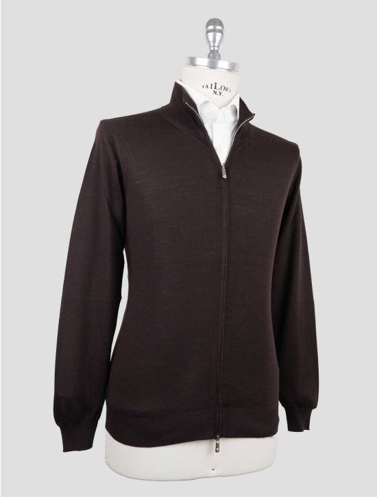Marco Pescarolo Brown Virgin Wool Sweater Full Zip 2