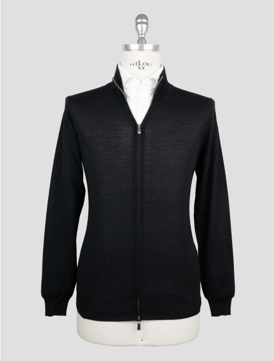 Marco Pescarolo Black Virgin Wool Sweater Full Zip 1