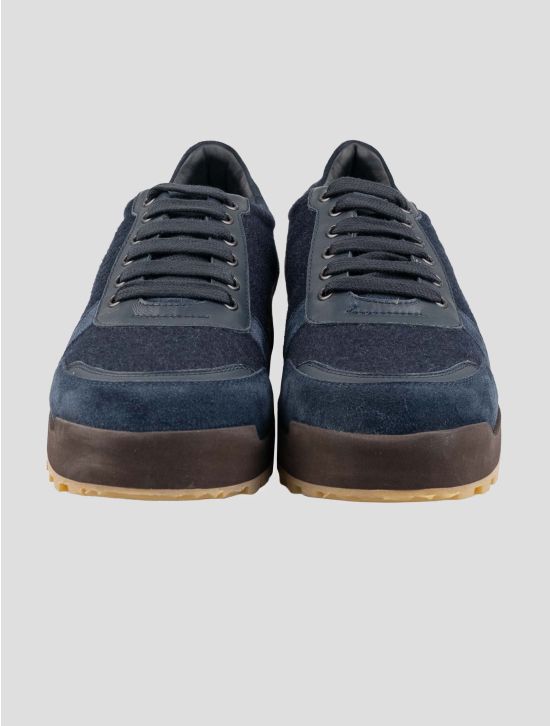Isaia Blue Cashmere Leather Sneakers 2