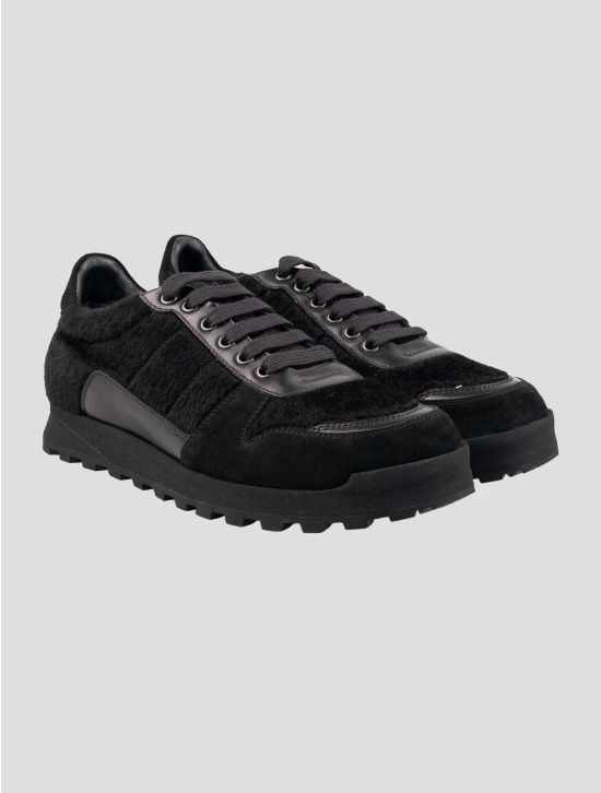 Isaia Black Alpaca Wool Sneakers 1