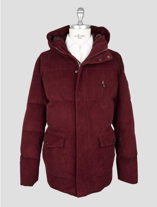 Isaia Burgundy Cotton Cashmere Velvet Coat 1