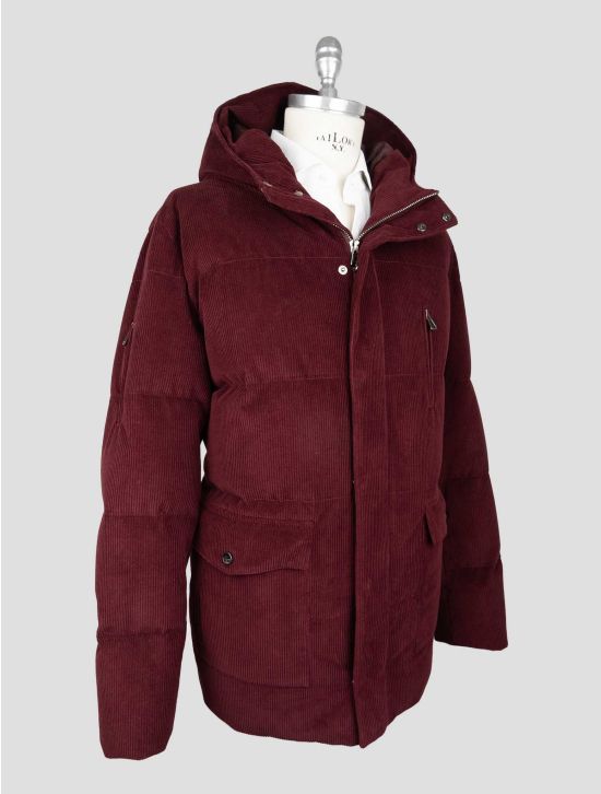 Isaia Burgundy Cotton Cashmere Velvet Coat 2