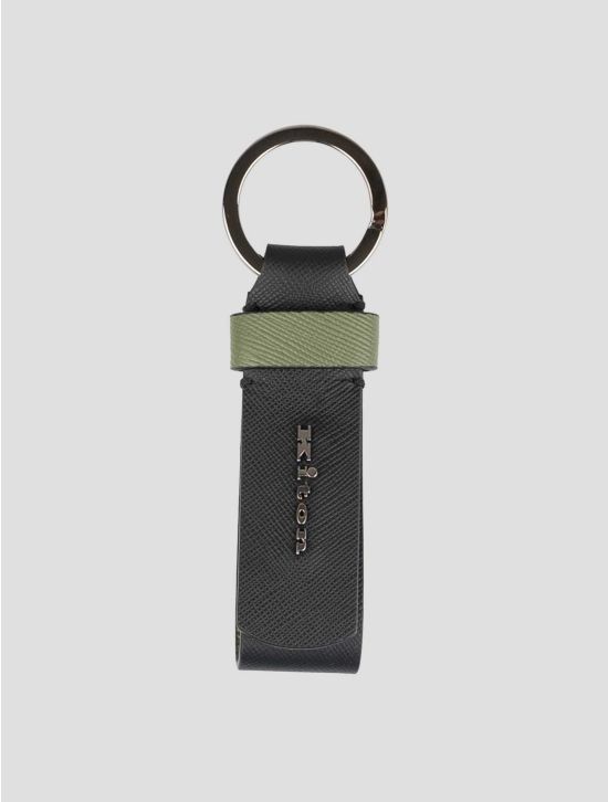Kiton Black Green Leather Keychain 1