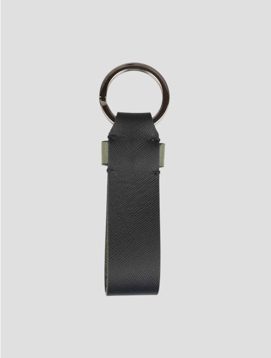 Kiton Black Green Leather Keychain 2