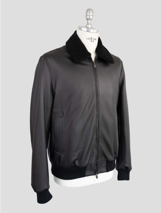 Cesare Attolini Black Leather Coat 2