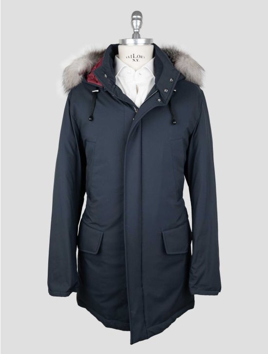 Sartorio Napoli Blue Pl Fox Hoodie Overcoat 1