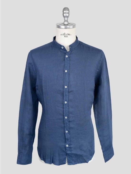 Gran Sasso Blue Linen Korean Shirt 1