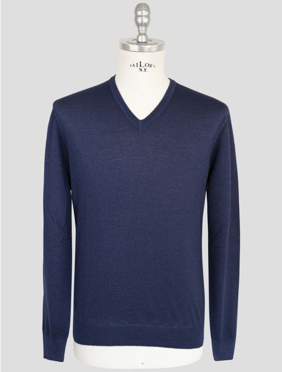 Gran Sasso Blue Virgin Wool Sweater V-Neck 1