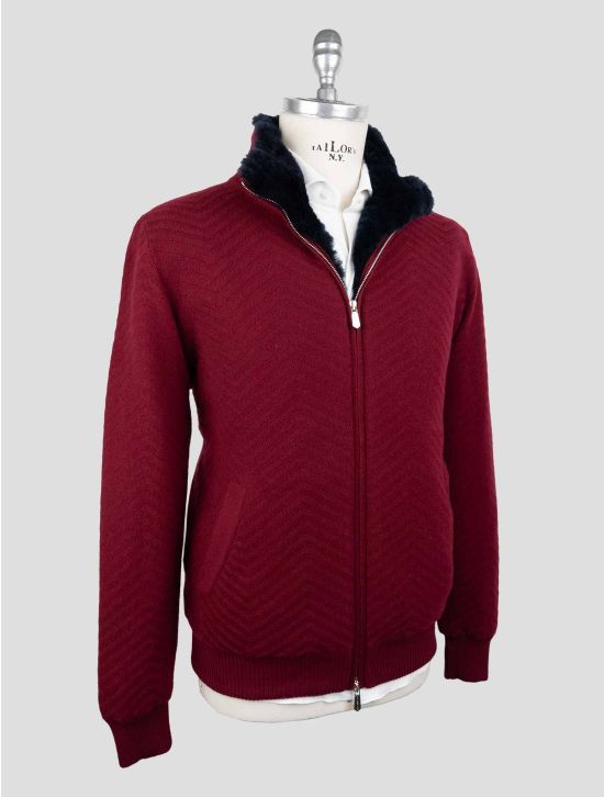Svevo Burgundy Cashmere Fur Cashmere Sweater Coat 1