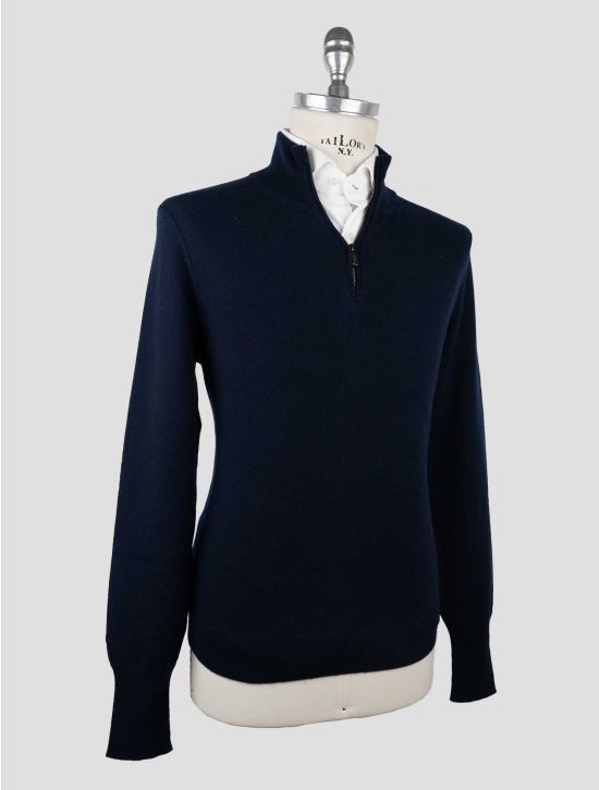 Drumohr Dark Blue Cashmere Sweater Half Zip 2