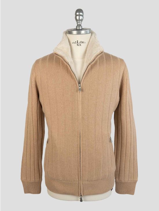 Barba Napoli Beige Cashmere With Fur Coat 1