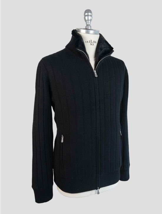 Barba Napoli Black Cashmere With Fur Coat 2