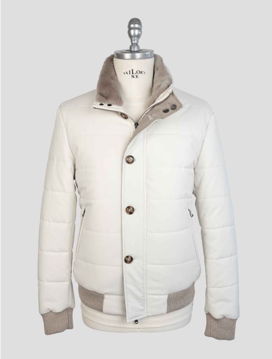 Barba Napoli White Pl Pu Shearling Coat 1