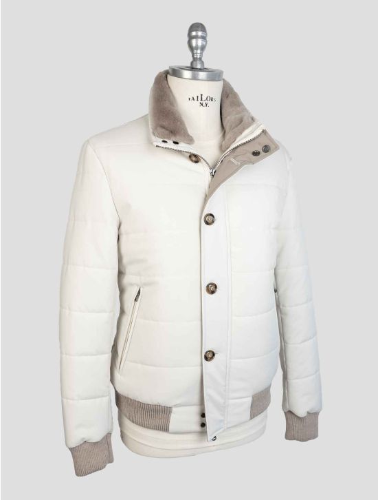 Barba Napoli White Pl Pu Shearling Coat 2