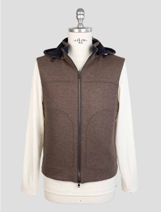 Barba Napoli Brown Virgin Wool Cashmere Gilet Coat 1