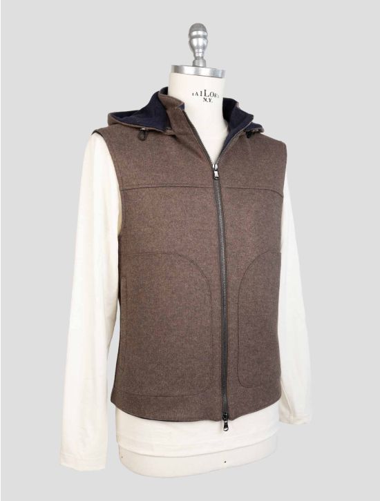 Barba Napoli Brown Virgin Wool Cashmere Gilet Coat 2