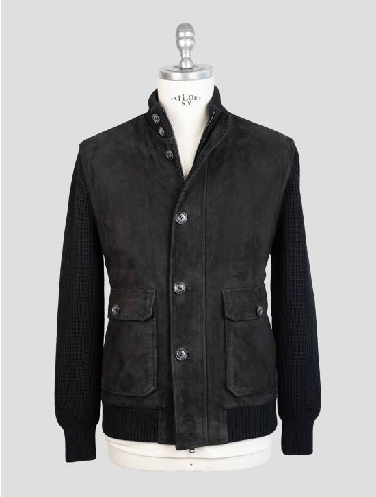 Barba Napoli Blue Leather Suede Coat 1