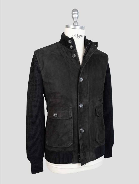 Barba Napoli Blue Leather Suede Coat 2