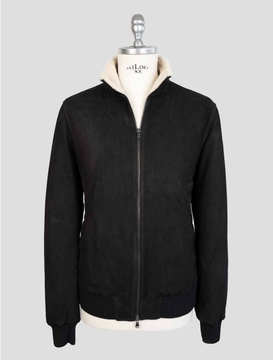 Barba Napoli Black Leather Suede Coat 1