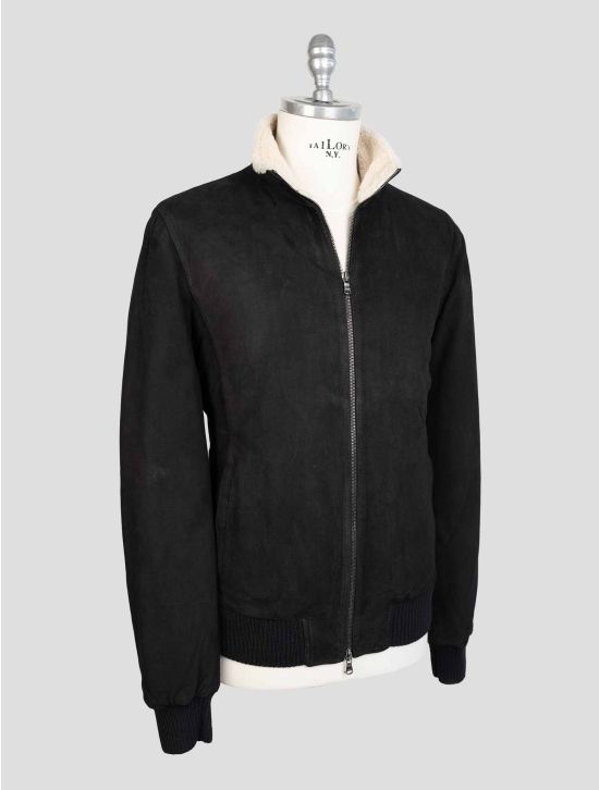 Barba Napoli Black Leather Suede Coat 2