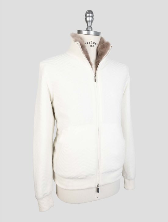 Svevo White Cashmere Fur Cashmere Sweater Coat 2