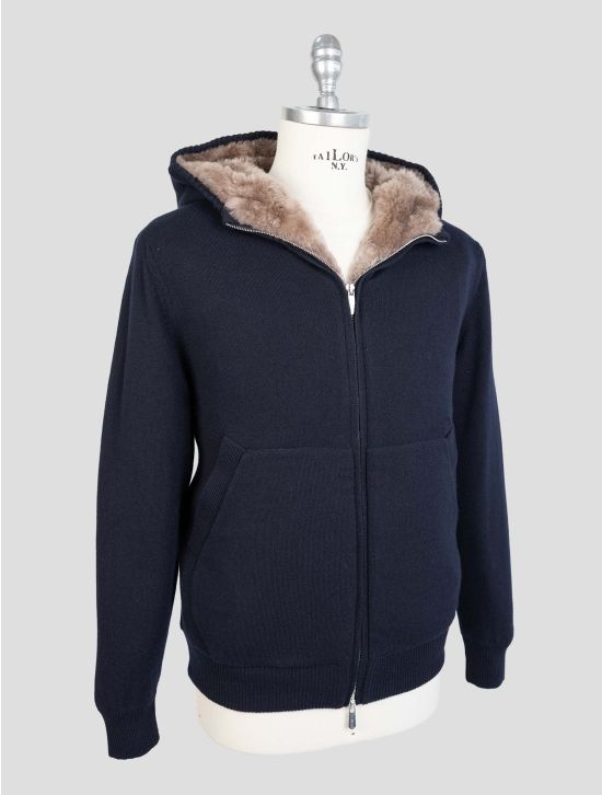 Svevo Blue Cashmere Fur Cashmere Sweater Coat 2